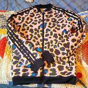 Girls cheetah print adisas track jacket